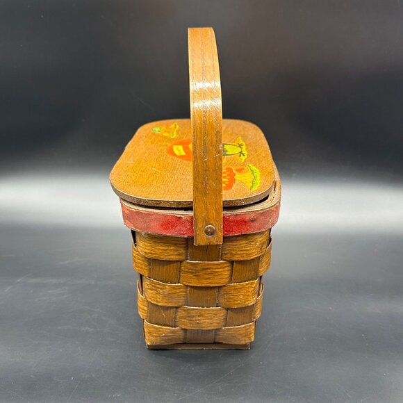 Vintage Basket Purse Frog Mushroom 1970s Decoupage Handbag Kitschy Top Handle - Picture 3 of 16